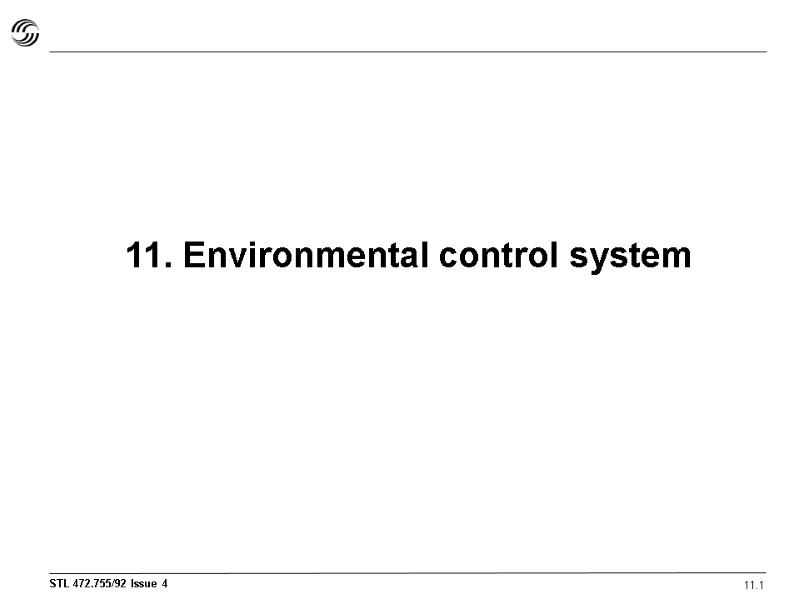 11. Environmental control system 11.1